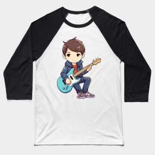 A boy playing his favourite guitar Baseball T-Shirt